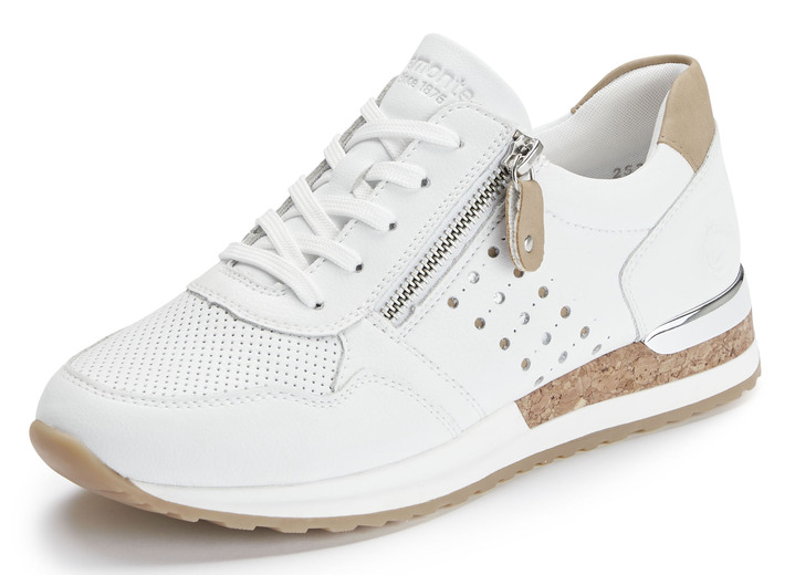 - Remonte Sneaker mit unterlegter Zierlochung, in Größe 036 bis 042, in Farbe WEISS-SAND Ansicht 1