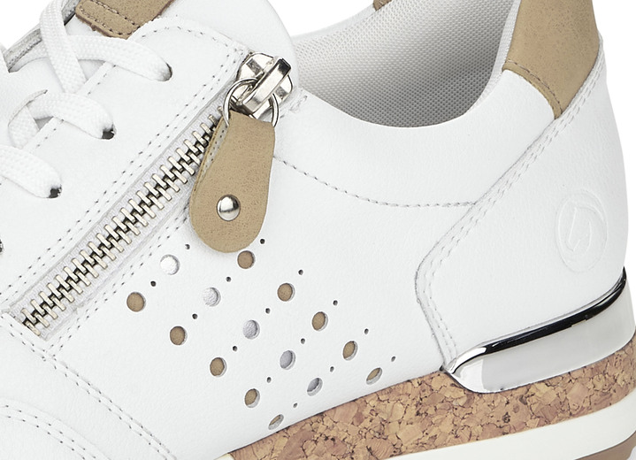 - Remonte Sneaker mit unterlegter Zierlochung, in Größe 036 bis 042, in Farbe WEISS-SAND Ansicht 6