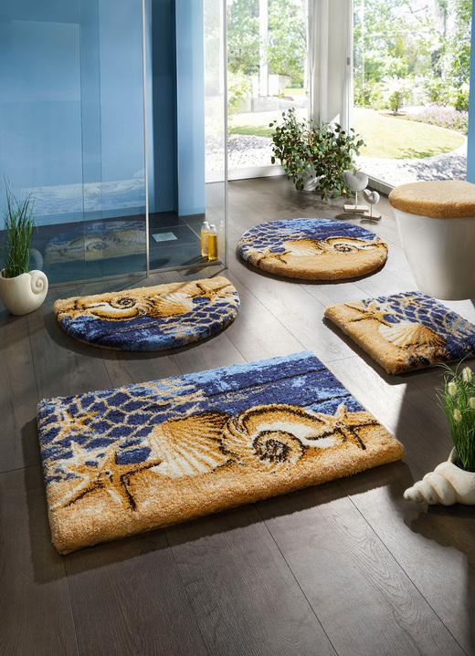 Badgarnituren - Badgarnitur mit rutschhemmender Rückseite, in Größe 100 (Vorleger halbrund, 50/ 80 cm) bis 112 (WC-Deckelbezug, 47/ 50 cm), in Farbe BLAU Ansicht 3