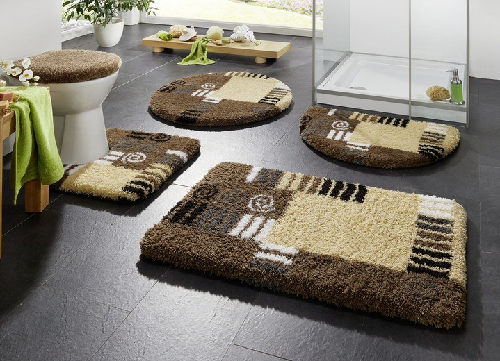 Badgarnituren - Badgarnitur mit rutschhemmend latexierter Rückseite, in Größe 100 (Vorleger halbrund, 50/ 80 cm) bis 112 (WC-Deckelbezug, 47/ 50 cm), in Farbe TERRA Ansicht 3