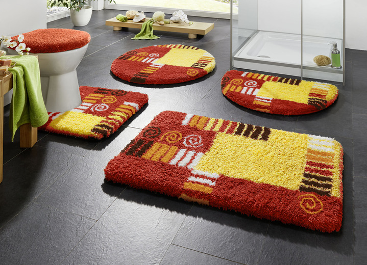 Badgarnituren - Badgarnitur mit rutschhemmend latexierter Rückseite Ansicht 3 Badgarnituren - Badgarnitur mit rutschhemmend latexierter Rückseite, in Größe 100 (Vorleger halbrund, 50/ 80 cm) bis 112 (WC-Deckelbezug, 47/ 50 cm), in Farbe BRAUN Ansicht 3