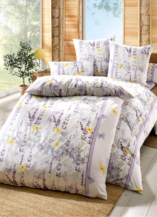 Bettwäschegarnituren - Bettwäsche-Garnitur mit farbenfroher Lavendelwiese, in Größe 112 (80/80 cm + 135/200 cm) bis 912 (10-teiliges Sparset), in Farbe ROSA Ansicht 3