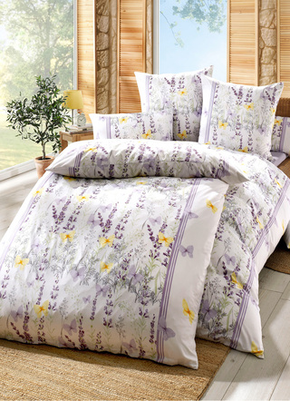 Bettwäschegarnituren - Bettwäsche-Garnitur mit farbenfroher Lavendelwiese, in Größe 112 (80/80 cm + 135/200 cm) bis 912 (10-teiliges Sparset), in Farbe ROSA