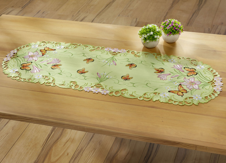Heimtextilien - Frühlingshafte Tisch- und Raumdekoration, in Größe 101 (Deckchen oval, 35/ 50 cm) bis 404 (Kissenbezug, 40/ 40 cm), in Farbe GRÜN-BUNT Ansicht 1