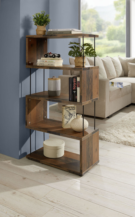 Möbel - Standregal,ideal auch als Raumteiler, in Farbe ASTEICHE, in Ausführung Standregal, schmal, 2 Ablagefächer Ansicht 2