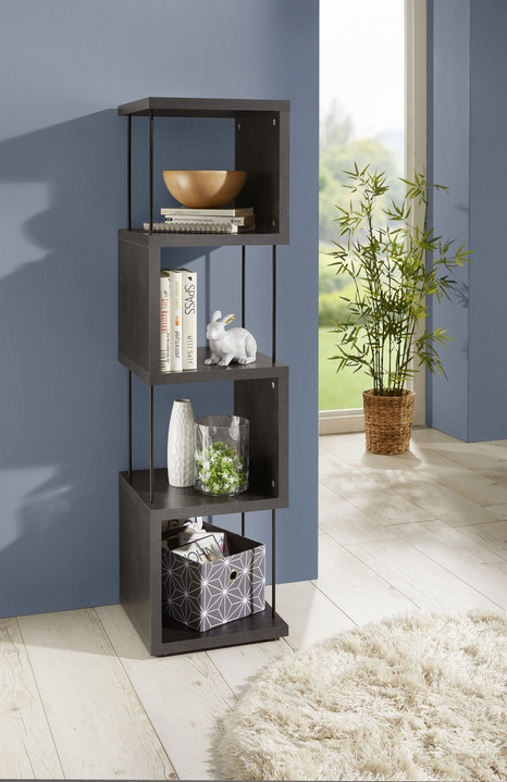 Möbel - Standregal,ideal auch als Raumteiler, in Farbe SCHWARZSTAHL, in Ausführung Standregal, schmal, 2 Ablagefächer Ansicht 4