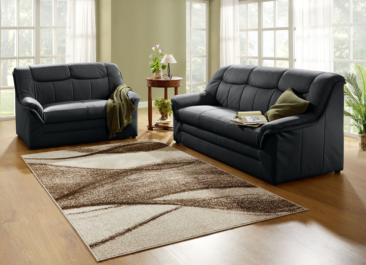 Sessel - Polstermöbel mit Bezug aus echtem Leder Ansicht 3 Sessel - Polstermöbel mit Bezug aus echtem Leder, in Farbe BRAUN, in Ausführung Hocker Ansicht 3