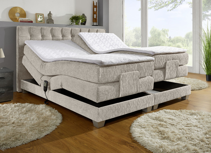 - Elektrisch verstellbares Boxspringbett mit Topper, in Farbe BEIGE Ansicht 1