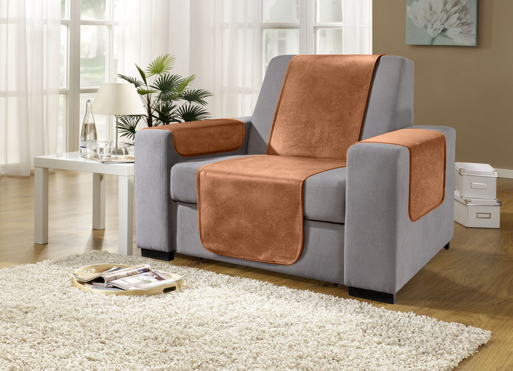 Sessel- & Sofaüberwürfe - Sessel- und Sofaschoner mit Anti-Rutsch-Beschichtung, in Größe 101 (Sesselschoner, 50x150 cm) bis 865 (2 Armlehnenschoner, 50x 70 cm), in Farbe BRONZE Ansicht 1
