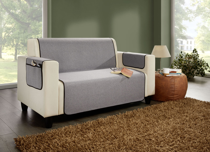 Sessel- & Sofaüberwürfe - Kombistarke Wohnaccessoires mit Anti-Rutsch-Beschichtung Ansicht 6 Sessel- & Sofaüberwürfe - Kombistarke Wohnaccessoires mit Anti-Rutsch-Beschichtung, in Größe 100 (Sesselschoner, 50x140 cm) bis 865 (2 Armlehnenschoner, 2x 38x 55 cm), in Farbe CREME Ansicht 6