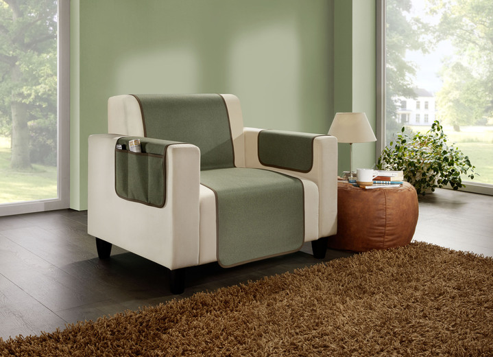 Sessel- & Sofaüberwürfe - Kombistarke Wohnaccessoires mit Anti-Rutsch-Beschichtung Ansicht 5 Sessel- & Sofaüberwürfe - Kombistarke Wohnaccessoires mit Anti-Rutsch-Beschichtung, in Größe 100 (Sesselschoner, 50x140 cm) bis 865 (2 Armlehnenschoner, 2x 38x 55 cm), in Farbe CREME Ansicht 5