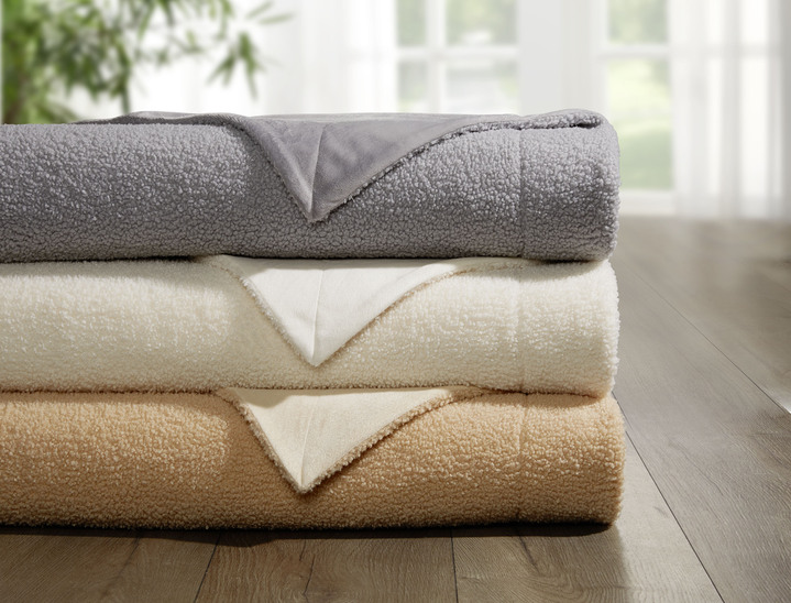 Dekokissen & Hüllen - Decken und Kissen mit flauschig weicher Teddy-Vorderseite Ansicht 3 Dekokissen & Hüllen - Decken und Kissen mit flauschig weicher Teddy-Vorderseite, in Größe 205 (Wohndecke, 130x170 cm) bis 905 (Kissenbezug, 48x 48 cm), in Farbe CREME Ansicht 3