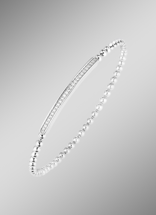 Schmuck & Uhren - Kugelketten-Armband aus Silber 925/- fein mit synth. Zirkonia, in Farbe  Ansicht 1