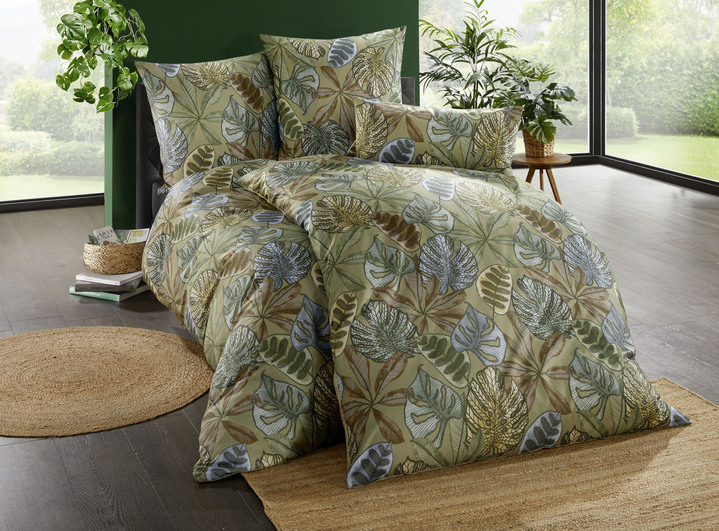 Bettwäschegarnituren - Digitalbedruckte Bettwäsche-Garnitur aus 100% Baumwolle, in Größe 111 (40/80 cm + 135/200 cm) bis 412 (4-teiliges Sparset: 2x 80/80 cm + 2x 135/200 cm), in Farbe GRÜN Ansicht 2