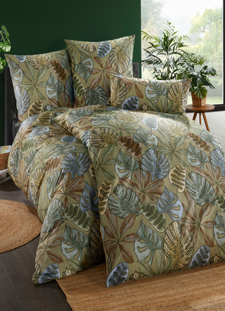 Bettwäschegarnituren - Digitalbedruckte Bettwäsche-Garnitur aus 100% Baumwolle, in Größe 111 (40/80 cm + 135/200 cm) bis 412 (4-teiliges Sparset: 2x 80/80 cm + 2x 135/200 cm), in Farbe GRÜN