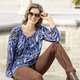 Shirts - Shirt mit Strasszier im Vorderteil – Farbe BLAU-BRAUN – Ansicht 1 Shirts - Shirt mit Strasszier im Vorderteil, in Größe 036 bis 046, in Farbe BLAU-BRAUN – Farbe BLAU-BRAUN – Ansicht 1