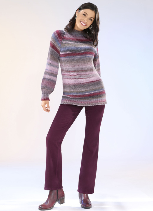 Langarm - Pullover aus hochwertigem Multicolorgarn mit Schurwolle Ansicht 3 Langarm - Pullover aus hochwertigem Multicolorgarn mit Schurwolle, in Größe L(44/46) bis XS(32/34), in Farbe ROSÉ-MULTICOLOR Ansicht 3