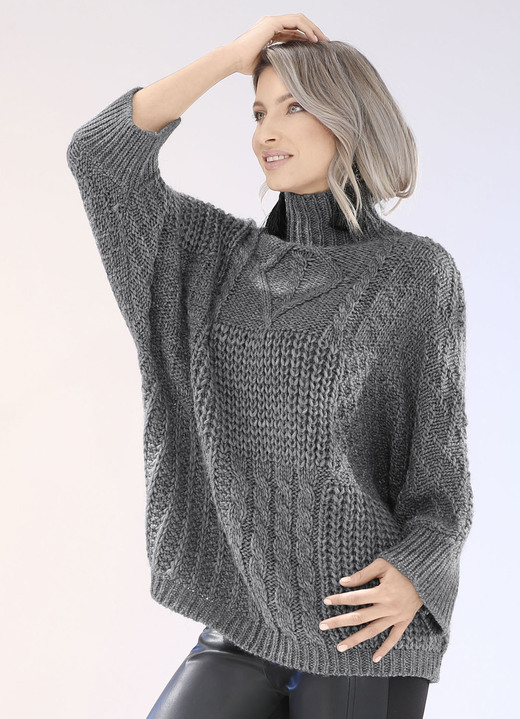 3/4-Arm - Pullover mit Alpaka und toller Struktur, in Größe L(44/46) bis XS(32/34), in Farbe GRAFIT MELIERT Ansicht 2