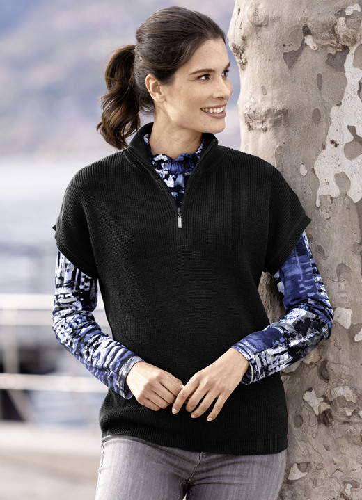 Pullunder - Pullunder in Perlfang, in Größe 036 bis 050, in Farbe JEANSBLAU MELIERT Ansicht 2