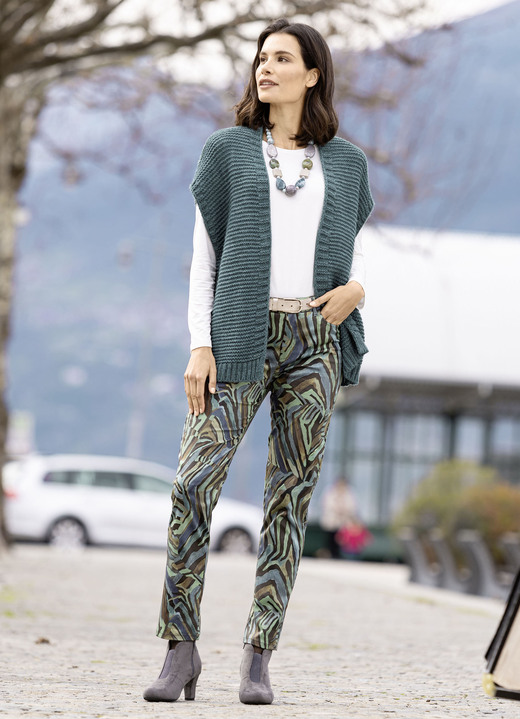 Strickwesten - Strickweste mit Alpaka , in Größe L(44/46) bis XL(48/50), in Farbe DUNKELSALBEI MELIERT Ansicht 3