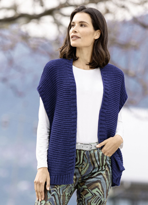 Strickwesten - Strickweste mit Alpaka , in Größe L(44/46) bis XL(48/50), in Farbe MARINE Ansicht 1