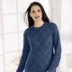 Langarm - Pullover in Strickmix – Farbe NACHTBLAU – Ansicht 1 Langarm - Pullover in Strickmix, in Größe 036 bis 052, in Farbe TAUPE – Farbe NACHTBLAU – Ansicht 1