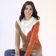 Langarm - Pullover in superflauschiger Qualität, in Größe L(44/46) bis XS(32/34), in Farbe CAMEL-ORANGE-WOLLWEISS – Farbe CAMEL-ORANGE-WOLLWEISS – Ansicht 3