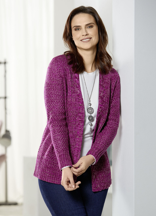 Strickjacken - Strickjacke aus Melangegarn Strickjacken - Strickjacke aus Melangegarn, in Größe 036 bis 052, in Farbe BEERE MELIERT