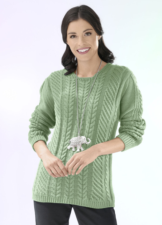 SALE - Pullover in Strukturmix, in Größe 036 bis 052, in Farbe PETROL Ansicht 3