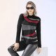 Pullover - Pullover mit Jacquard-Vorderteil – Farbe SCHWARZ-ROT-GRAU – Ansicht 1 Pullover - Pullover mit Jacquard-Vorderteil, in Größe 038 bis 054, in Farbe SCHWARZ-ROT-GRAU – Farbe SCHWARZ-ROT-GRAU – Ansicht 1