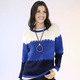 Langarm - Pullover in Perlfang – Farbe MARINE-ROYALBLAU-ECRU Langarm - Pullover in Perlfang, in Größe 036 bis 052, in Farbe GRAFIT-GRAU MELIERT-ECRU