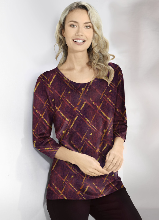 3/4-Arm - Shirt in Feinjersey 3/4-Arm - Shirt in Feinjersey, in Größe 038 bis 054, in Farbe BORDEAUX-MULTICOLOR