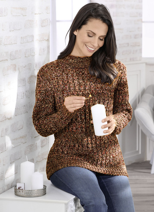 Langarm - Pullover in aufwendiger Melange-Optik, in Größe L(44/46) bis XS(32/34), in Farbe MARINE-MULTICOLOR Ansicht 7
