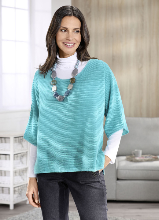 Pullover - Pulli in weiter Form Ansicht 2 Pullover - Pulli in weiter Form, in Größe 038 bis 054, in Farbe TÜRKIS Ansicht 2