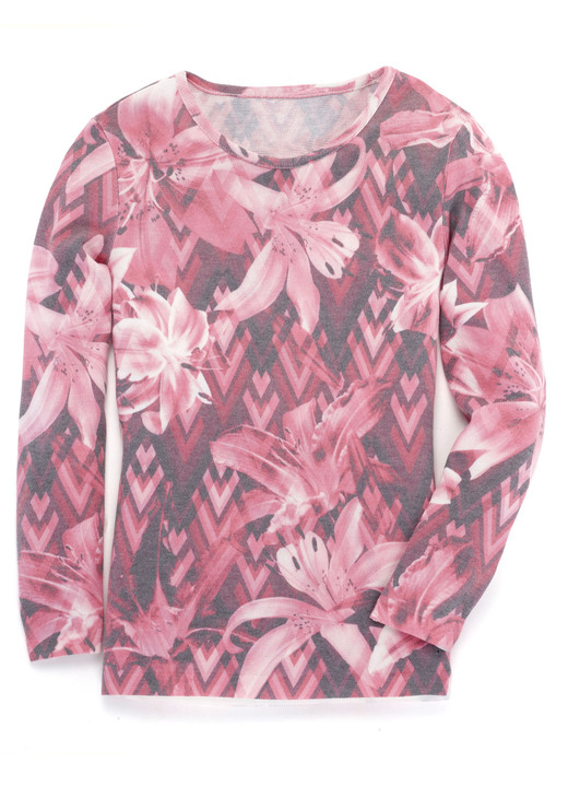 Pullover - Pullover in weich fließender Qualität, in Größe 038 bis 054, in Farbe TÜRKIS-MULTICOLOR Ansicht 3