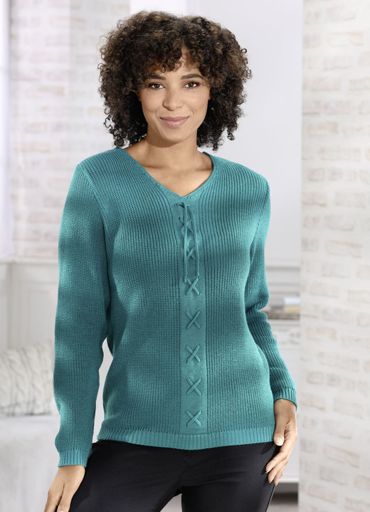 Pullover - Pullover mit Schurwolle Pullover - Pullover mit Schurwolle, in Größe 038 bis 054, in Farbe PETROL