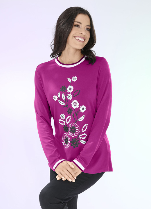 Shirts - Shirt mit Kontrast-Druck in 2 Farben, in Größe 034 bis 048, in Farbe FUCHSIA Ansicht 1