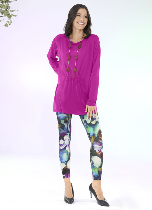 Shirts - Longshirt mit Raffung in 3 Farben, in Größe 034 bis 052, in Farbe FUCHSIA Ansicht 2