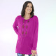 Shirts - Longshirt mit Raffung in 3 Farben, in Größe 034 bis 052, in Farbe FUCHSIA – Farbe FUCHSIA – Ansicht 1