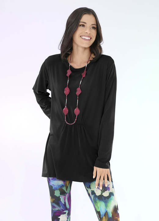 Shirts - Longshirt mit Raffung in 3 Farben, in Größe 034 bis 052, in Farbe FUCHSIA Ansicht 5