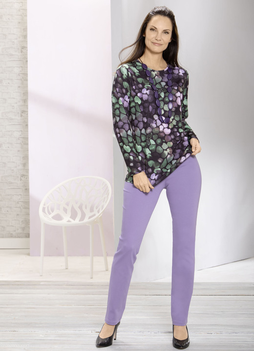 Shirts - Fantastisches Shirt mit Rundhalsausschnitt, in Größe 038 bis 054, in Farbe SCHWARZ-GRÜN Ansicht 2