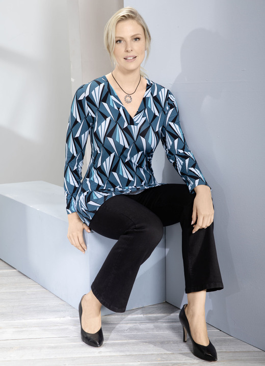 Shirts - Allover gemustertes Shirt in 2 Farben, in Größe 036 bis 054, in Farbe PETROL-BLEU Ansicht 2