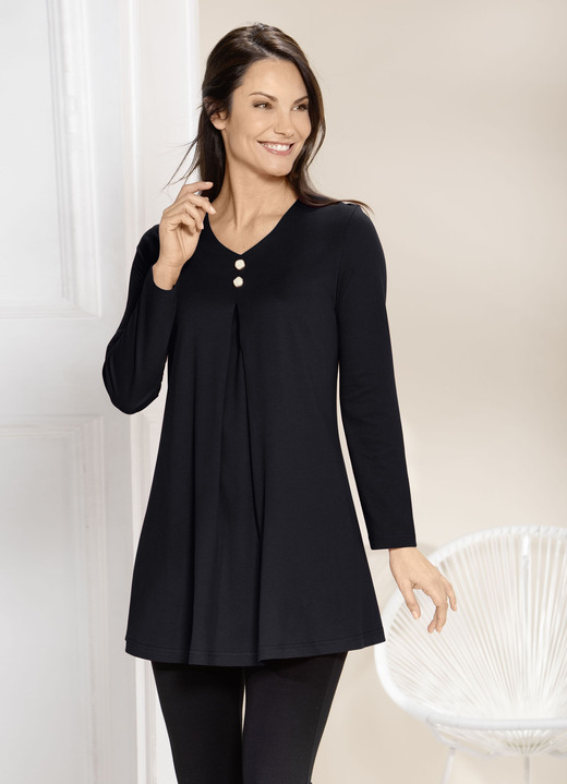 Longshirts - Longshirt mit Kellerfalte im Vorderteil in 2 Farben, in Größe 038 bis 056, in Farbe ROT Ansicht 2