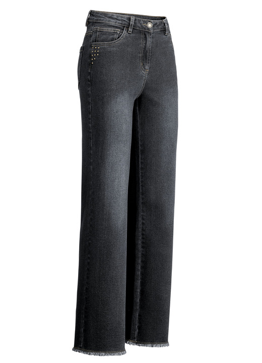 Hosen - Jeans mit angesagtem Fransensaum Ansicht 7 Hosen - Jeans mit angesagtem Fransensaum, in Größe 017 bis 050, in Farbe DUNKELBLAU Ansicht 7