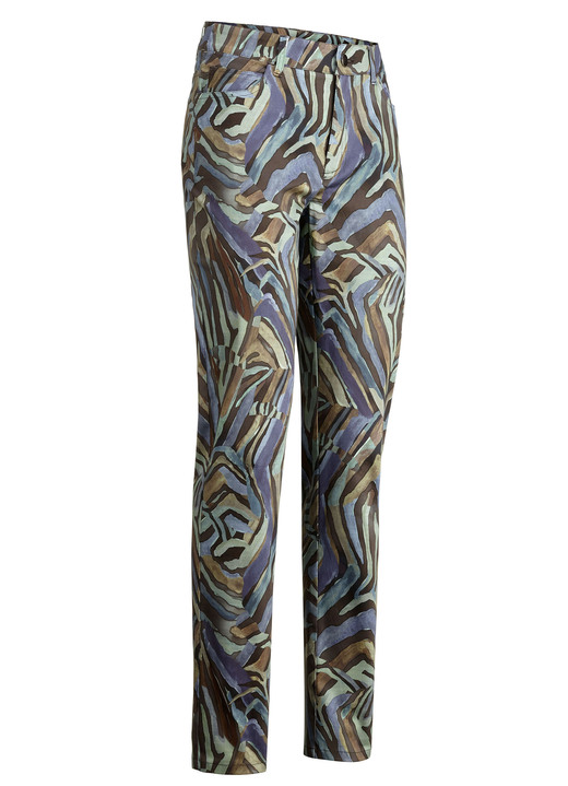 Hosen - Hose mit rückwärtigen Dehnbundeinsätzen, in Größe 018 bis 052, in Farbe JEANSBLAU-SCHOKO-AUBERGINE Ansicht 5