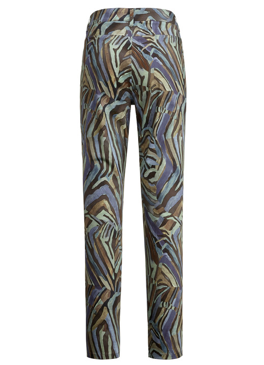 Hosen - Hose mit rückwärtigen Dehnbundeinsätzen, in Größe 018 bis 052, in Farbe JEANSBLAU-SCHOKO-AUBERGINE Ansicht 6