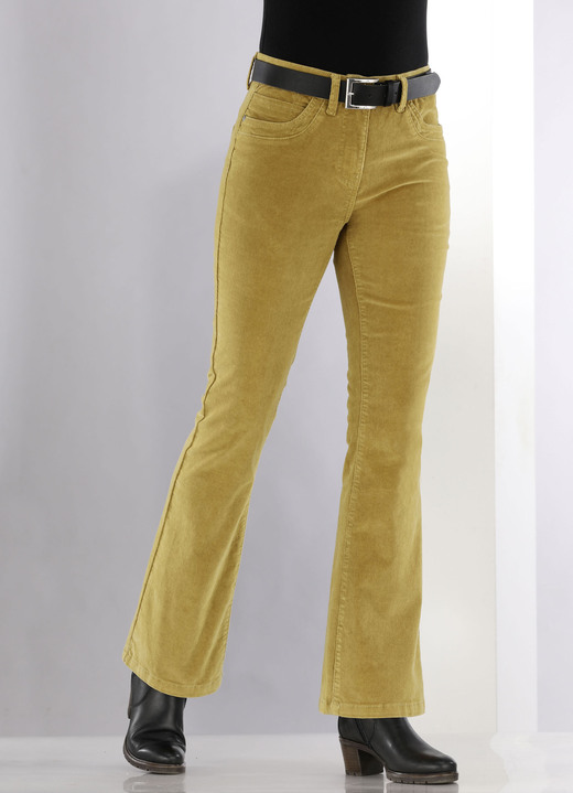 Hosen - Cordhose in trendiger Bootcut-Form, in Größe 017 bis 050, in Farbe MESSING Ansicht 3