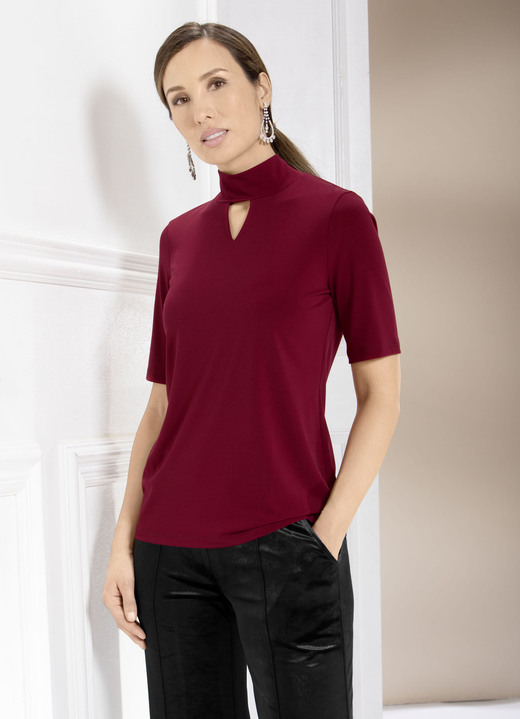 - Shirt-Tunika mit Stehkragen, in Größe 036 bis 054, in Farbe BORDEAUX