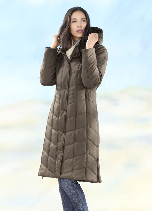 Jacken & Mäntel - Mantel mit Reißverschluss-Seitenschlitzen Ansicht 3 Jacken & Mäntel - Mantel mit Reißverschluss-Seitenschlitzen, in Größe 038 bis 056, in Farbe KIESEL Ansicht 3