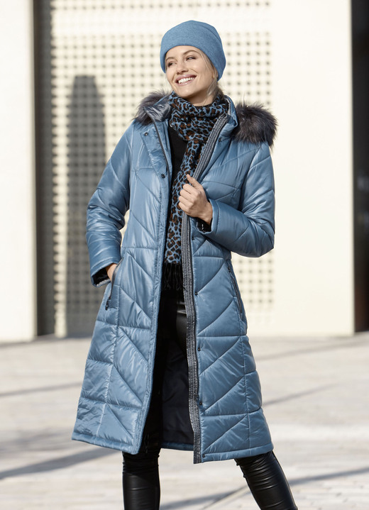 Jacken & Mäntel - Mantel mit abnehmbarer Kapuze Ansicht 2 Jacken & Mäntel - Mantel mit abnehmbarer Kapuze, in Größe 036 bis 054, in Farbe RAUCHBLAU Ansicht 2